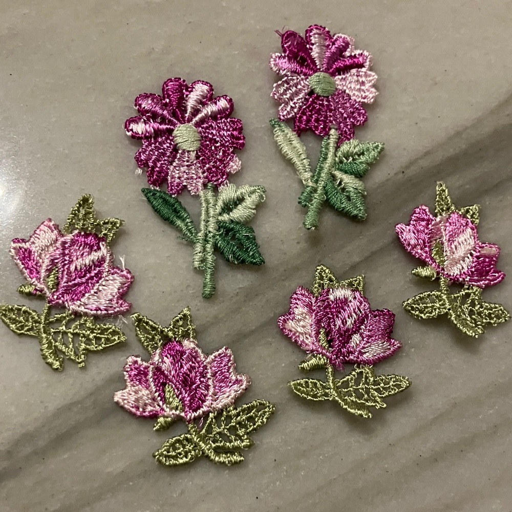 Vintage Flower Embroidered lace appliqué patch sew project